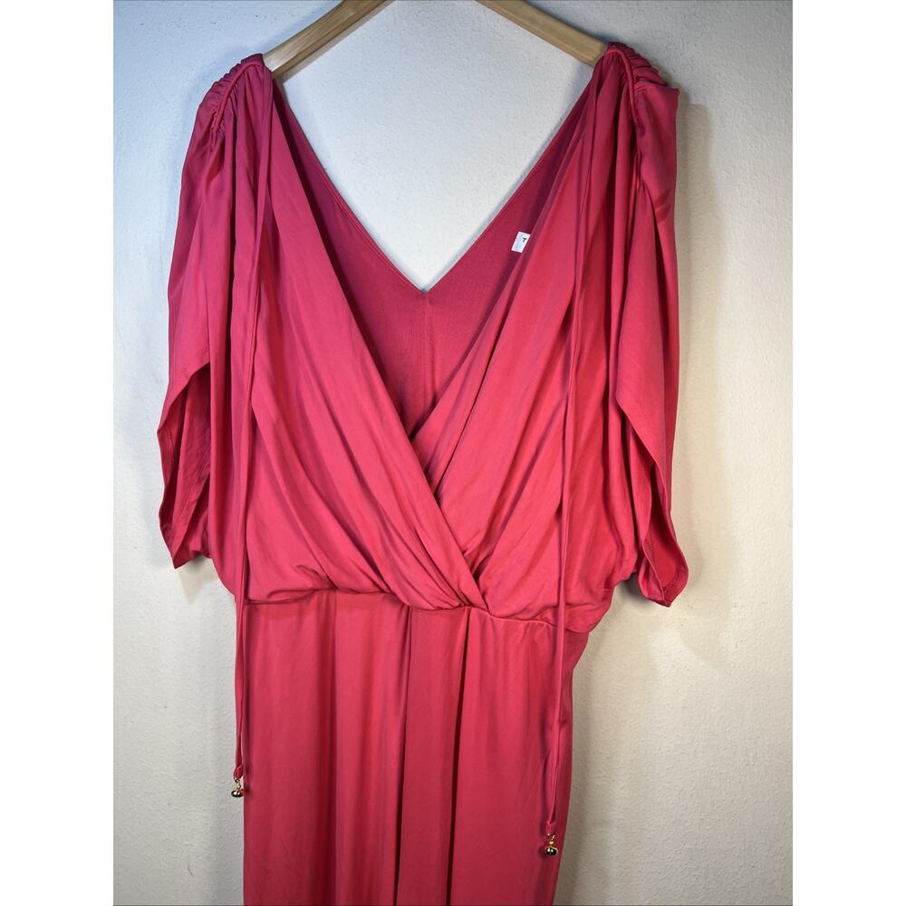 Trina Turk womens 14 Hot Pink V Neck romper Jumpsuit wide leg career modern NWT - Picture 5 of 12